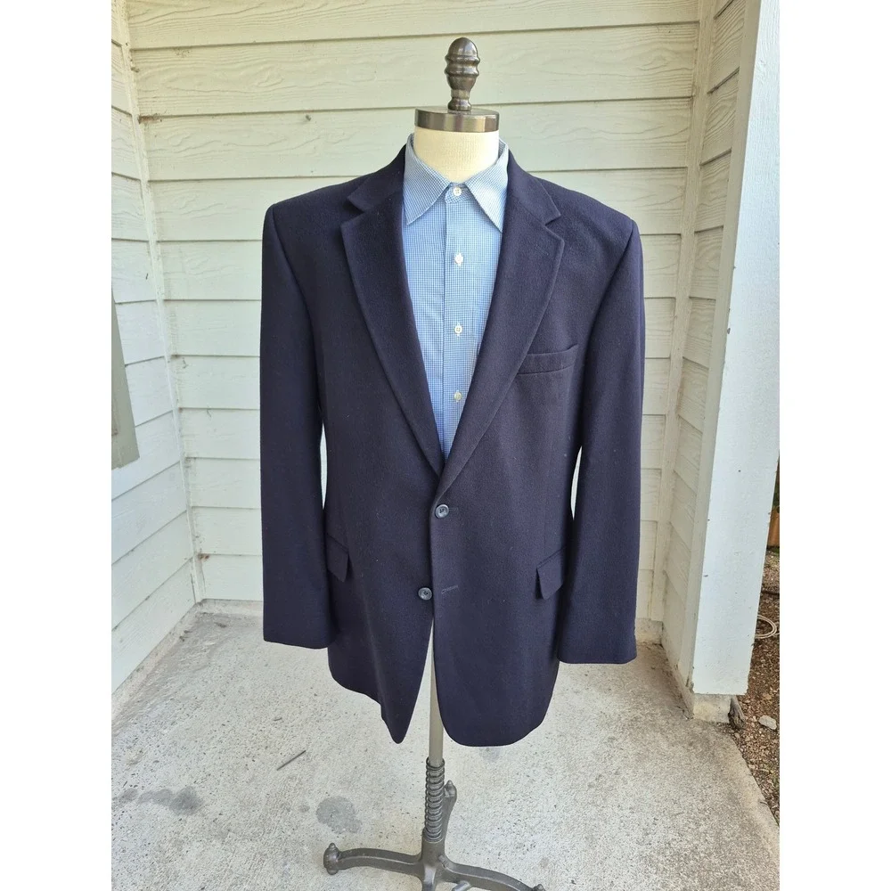 Jos. A.‎ Bank 100% Cashmere Navy Blue Blazer Mens Sport Coat Gordon Sz 46 L